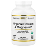 California Gold Nutrition, Органический кальций и магний плюс витамины D3 и K2, 180 таблеток