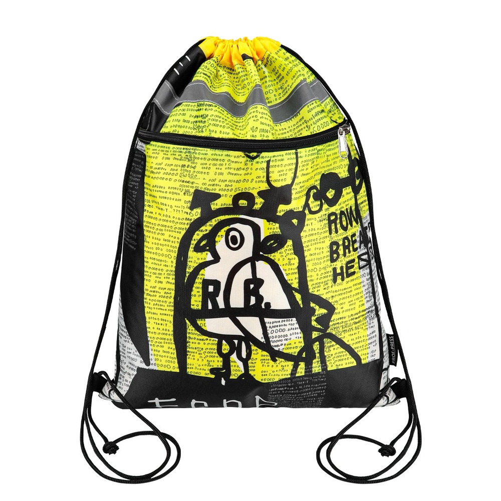 Мешок для сменной обуви 1 отделение Проф-Пресс, 360х480 мм, с карманом, с светоотражающей полосой, "Птичка в клетке"