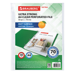 Файлы перфорированные А4 BRAUBERG "EXTRA 700" комплект 50 шт. матовые плотные 70 мкм (4 штуки в упаковке)