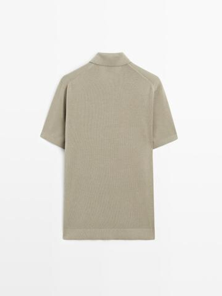 Massimo Dutti Трикотажное поло с короткими рукавами, зеленый
