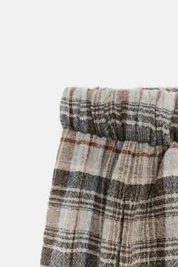 ZARA БРЮКИ ОБЪЕМНОГО КРОЯ В КЛЕТКУ — ZW COLLECTION, БЕЖЕВЫЙ