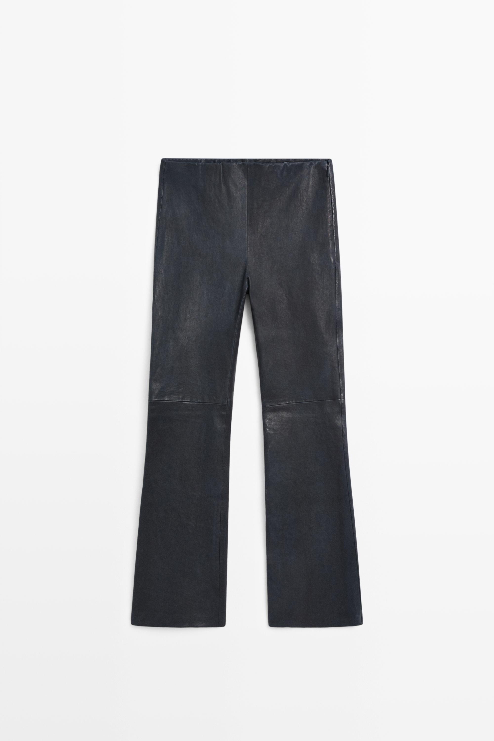 Massimo Dutti Легинсы клеш из кожи наппа, синий