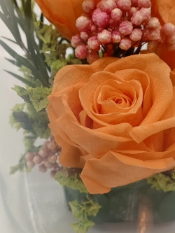 натуральные кустовые розы в стекле, вакуум*