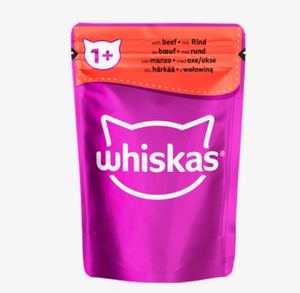 Корм влажный Whiskas для взрослых кошек рагу с говядиной, 85 г