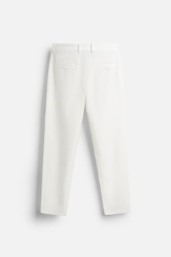 ZARA БРЮКИ КОМФОРТНОЙ ПОСАДКИ ИЗ РЕЛЬЕФНОЙ ТКАНИ, ЖЕЛТОВАТО-БЕЛЫЙ