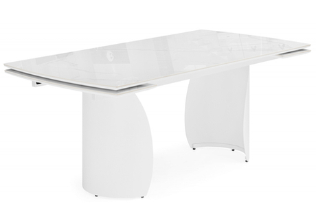 Керамический стол Woodville Готланд 180(240)x90 statuario titan gloss, белый