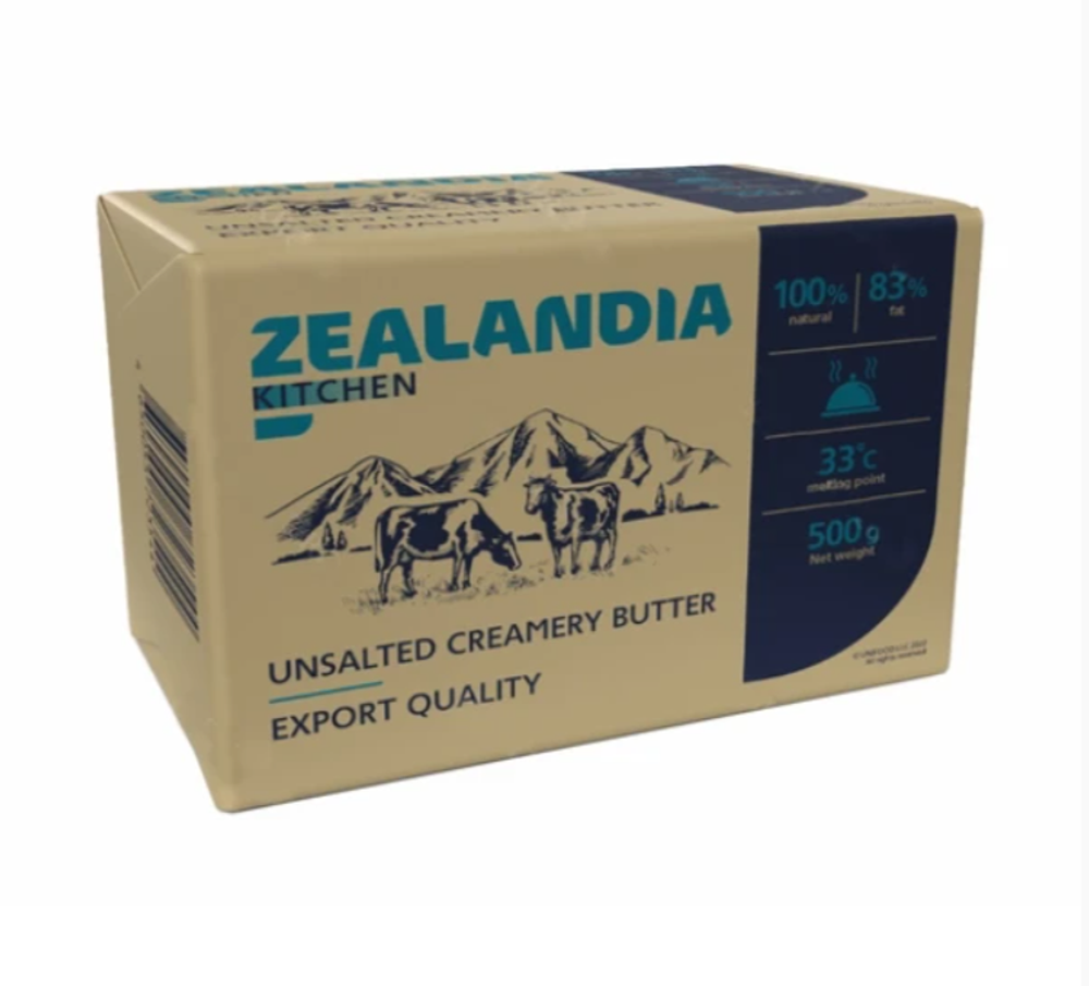 Масло сладкосливочное несоленое фасованное 83% 0,5 кг ZEALANDIA KITCHEN