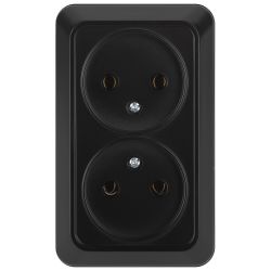 Розетка Intro Quadro 2-203-05 двойная без заземления 2х2P 16А-250В IP20 ОУ антрацит