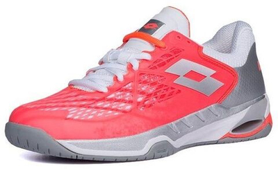 Женские теннисные кроссовки Lotto Mirage 100 Speed - fiery coral/all white - Red Orange