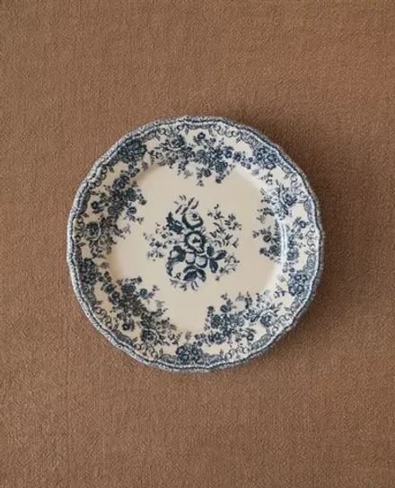 ZARA HOME ДЕСЕРТНАЯ ТАРЕЛКА ИЗ ФАЯНСА С ЦВЕТОЧНЫМ УЗОРОМ, СИНИЙ