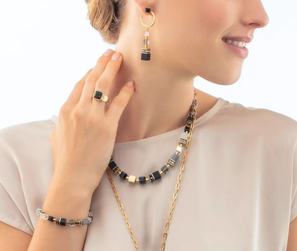 Серьги Coeur de Lion Black-Gold 3039/21-1316