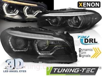 Передние фары для BMW 5 F10 / F11 (10-13) черные динамические под штатный ксенон