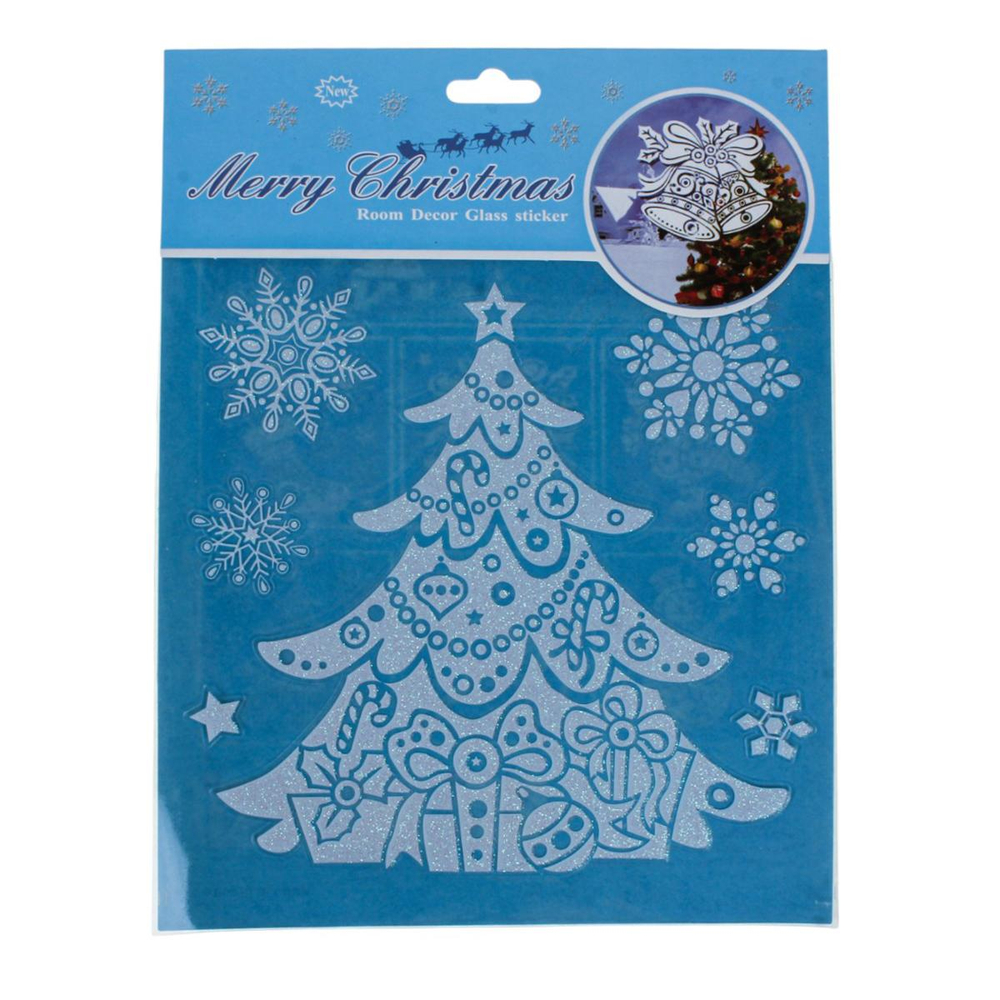 Наклейка новогодняя 18*23 см, 6 видов микс, пакет