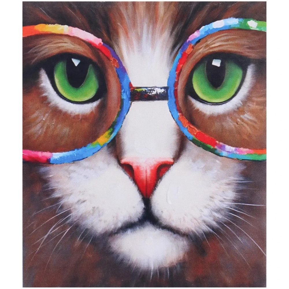 Алмазная мозаика на подрамнике с полным заполнением «МИР ЯРКИХ КРАСОК», кот ученый, 20*20 см