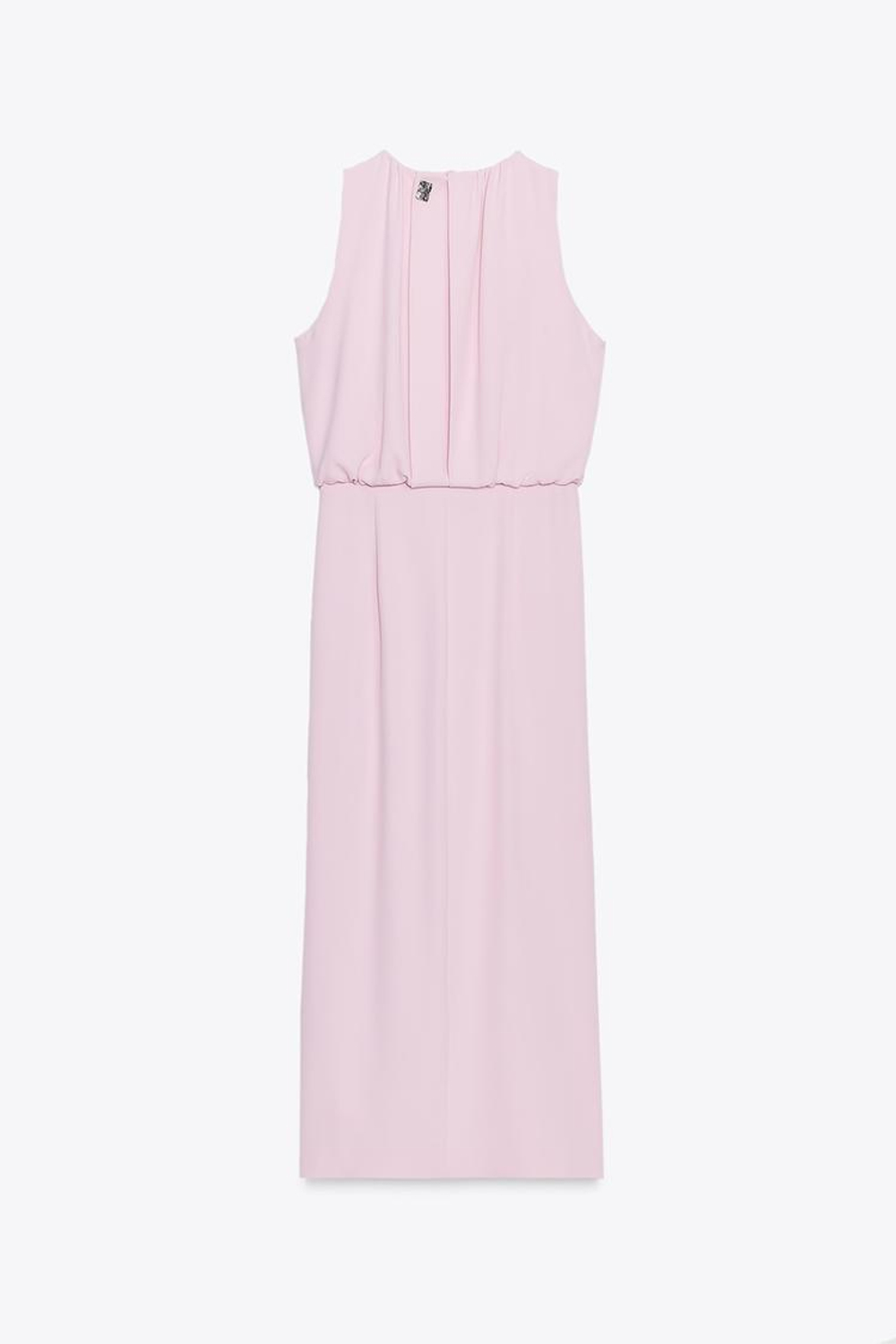 ZARA ПЛАТЬЕ МИДИ СО СБОРКАМИ НА ТАЛИИ, РОЗОВЫЙ