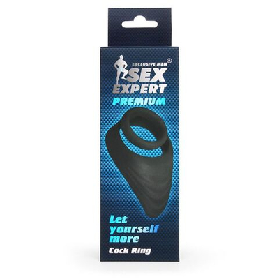 Двойное эрекционное кольцо со стимулятором промежности (Цвет: черный)