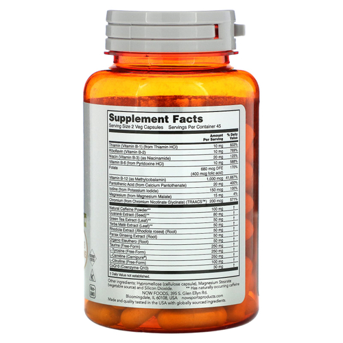 NOW Foods, Sports, Energy Extreme, препарат для поддержки физической и умственной активности, 90 растительных капсул