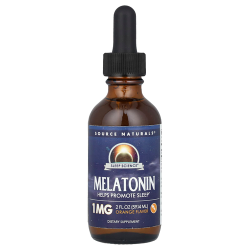 Source Naturals, Мелатонин, апельсин, 1 мг, 59,14 мл (2 жидк. унц.)