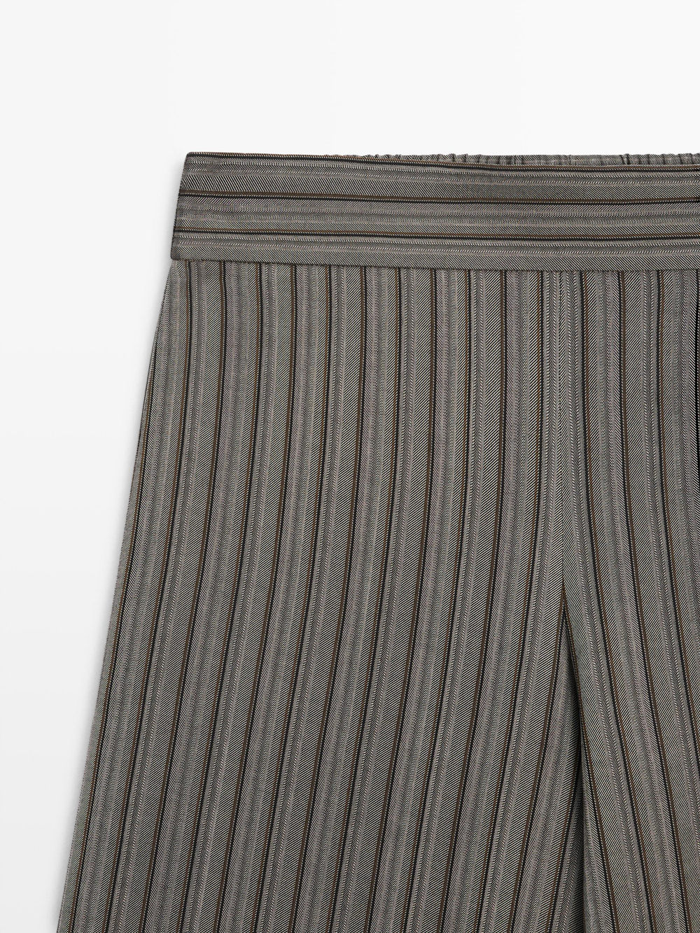 Massimo Dutti Широкие брюки в полоску, серый