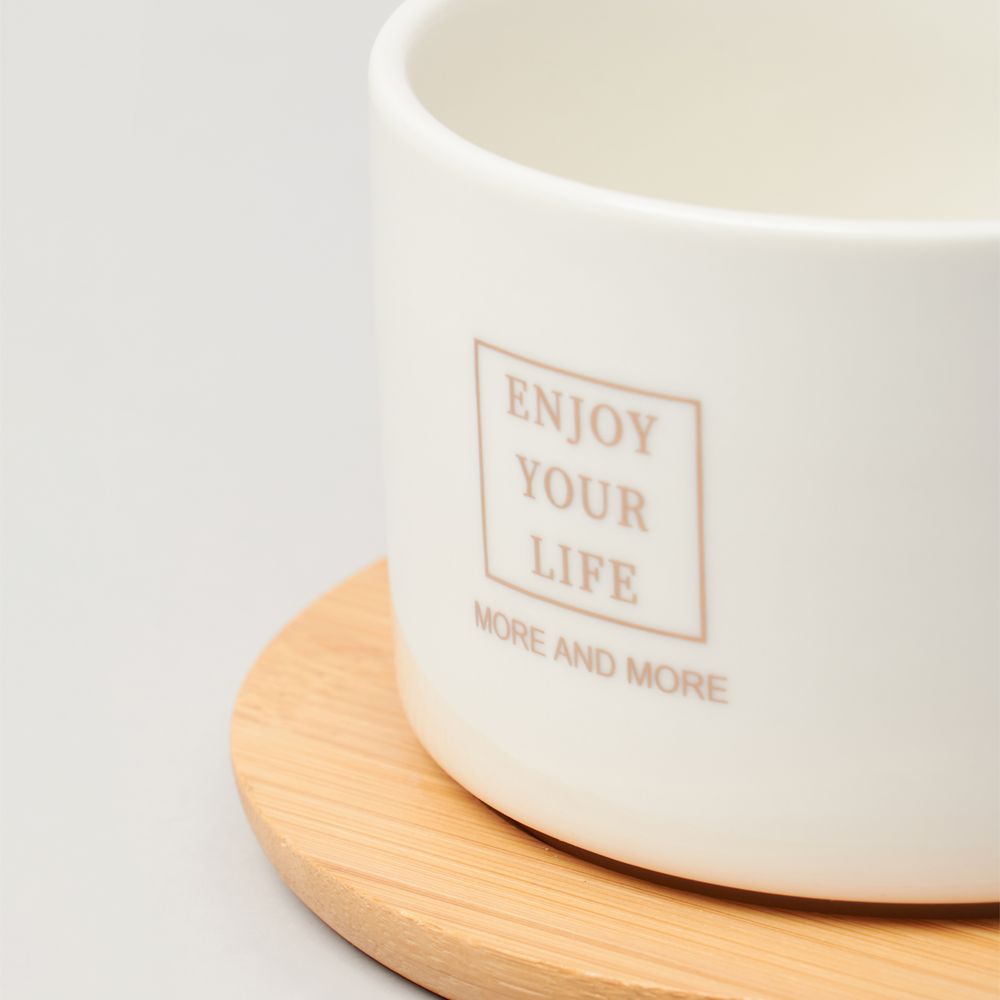 ЧАЙНАЯ ПАРА LEFARD WHITE 300 МЛ С БАМБУКОВЫМ БЛЮДЦЕМ