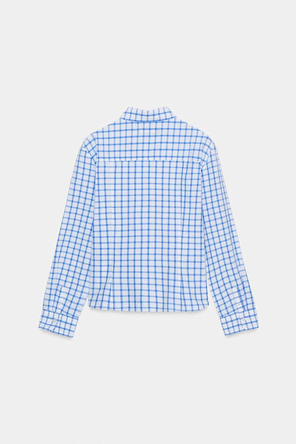 ZARA РУБАШКА ИЗ ПОПЛИНА В КЛЕТКУ, ЯРКО-СИНИЙ