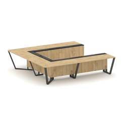 Steel Meet Стол переговорный П-образный KMK-PR.B.SP-11P Тиквуд Светлый/Графит Глянец/Металл Антрацит