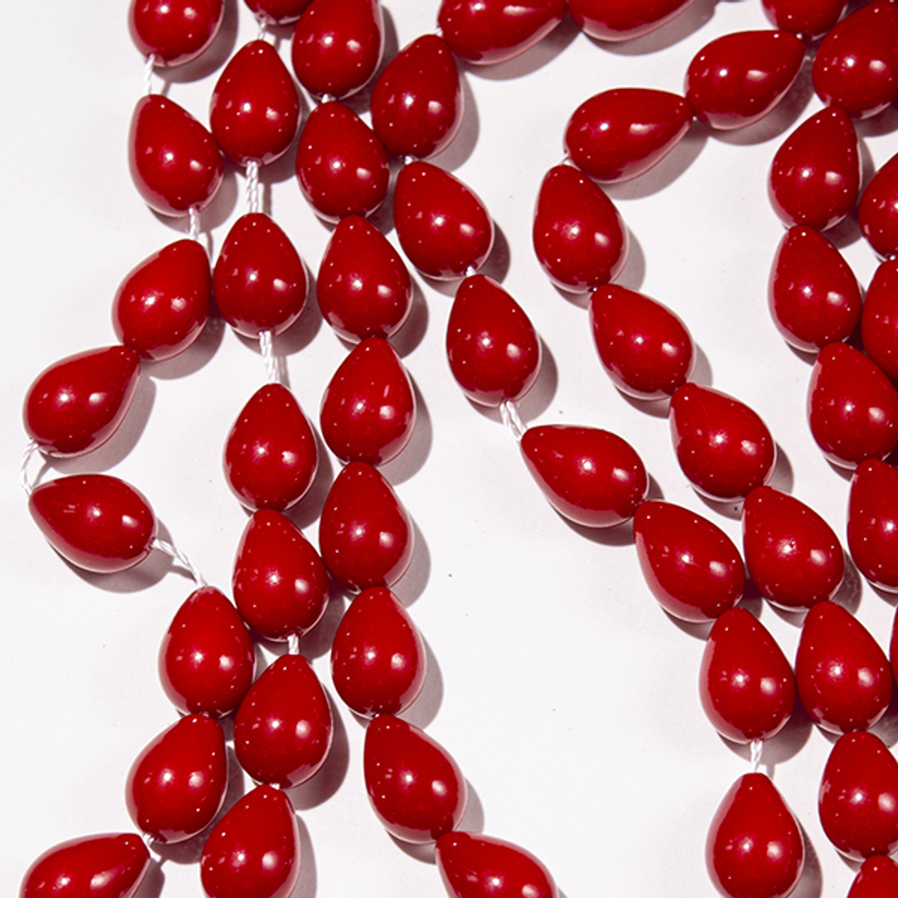 Хрустальный жемчуг, оттенок "Лаковый красный", капля 9*13мм