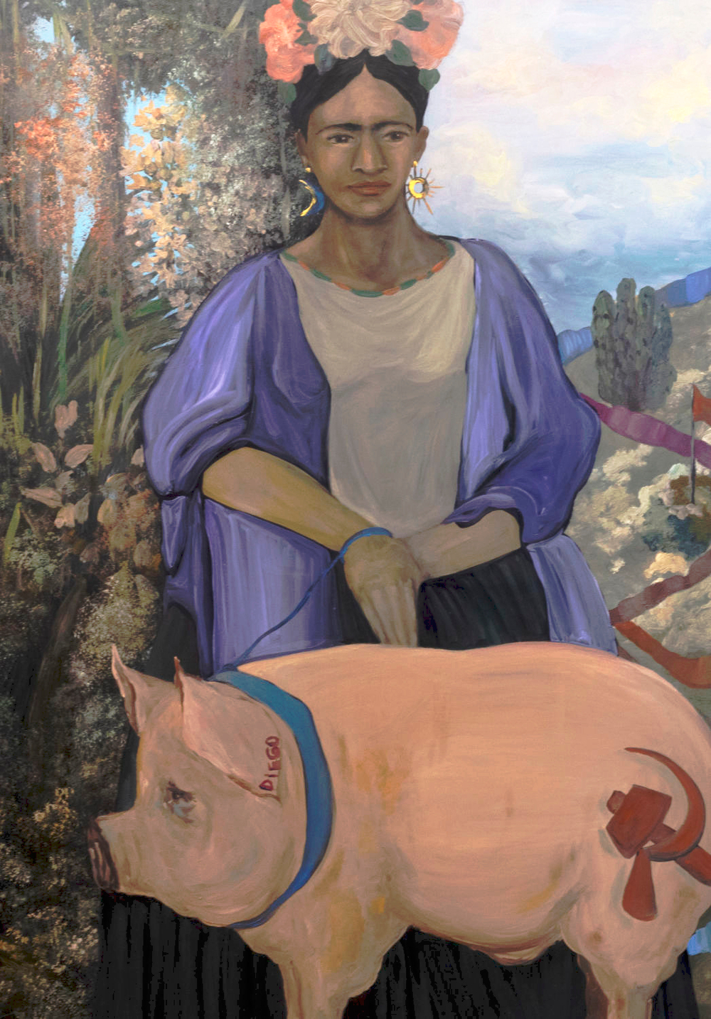 Эль-Сафади Д.В.  (род. 1969). Фрида Кало на прогулке с Диего Риверой. 1990-е. Оргалит, масло.