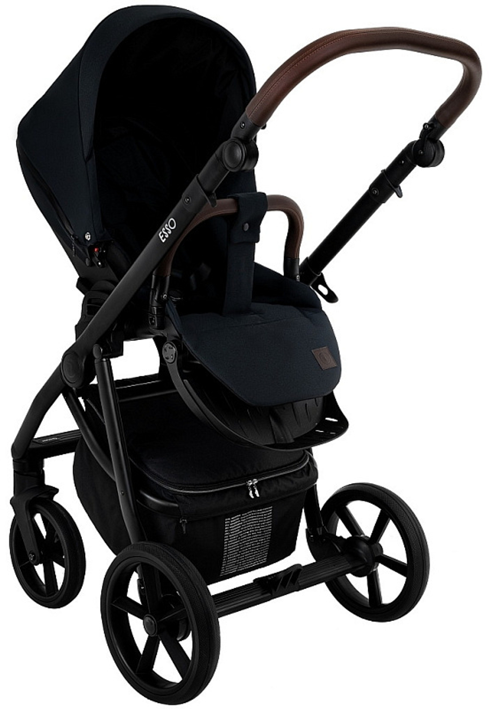 Детская коляска Roan Esso 2025 3 в 1 с автокреслом Tutis Elo Lux Black ESS111/1 Caviar/Black