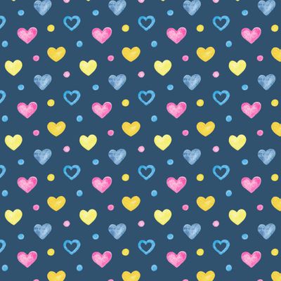 Веселые акварельные сердечки