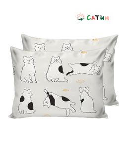 Постельное белье Milky Garden "Кошки" семейное  Наволочка 50х70 см 2 шт  Простынь  240х215 см  Пододеяльник 145х215 см(2шт)