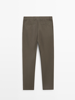 Massimo Dutti Хлопковые брюки зауженного кроя, зеленый