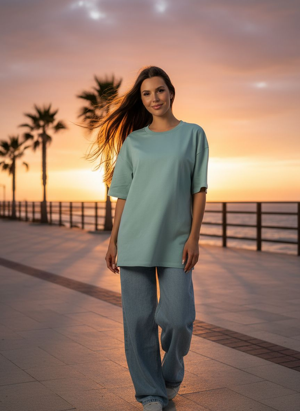 Футболка женская молочная оверсайз хлопок