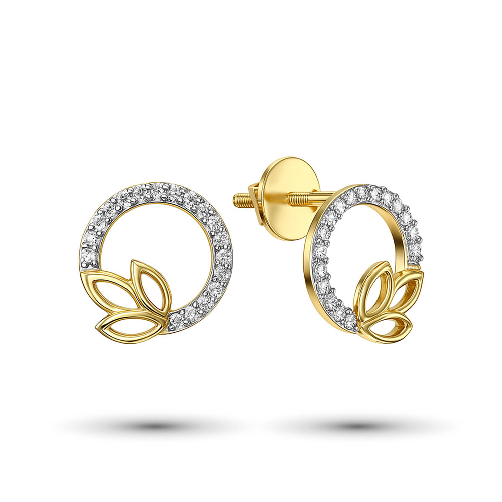 Серьги из жёлтого золота 585 пробы с бриллиантами ш/к 2000001834909