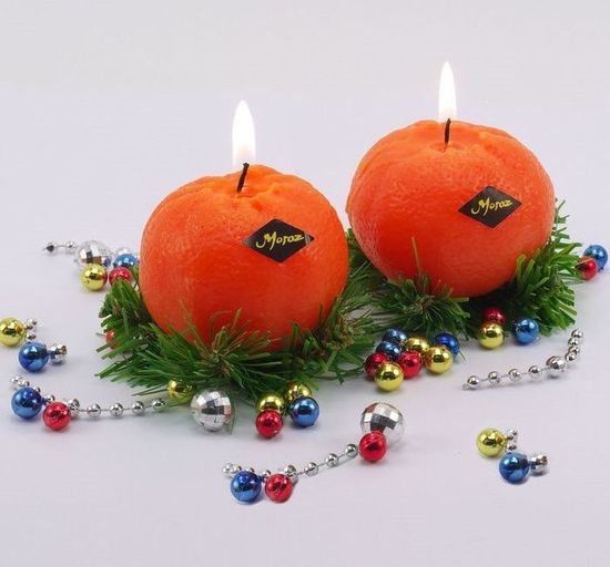 Новогодняя свеча "Мандарин", 1 шт.