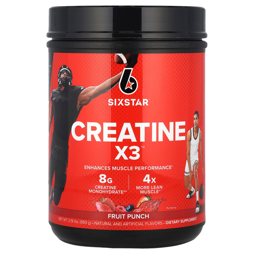 SIXSTAR, Creatine X3 ™, фруктовый пунш, 993 г (2,19 фунта)