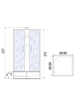 Душевая кабина RIVER QUADRO Б/К XL 90/41 MT с поддоном 90x90x220 10000013950 Универсальная Квадрат