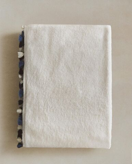 Zara Home - Банное полотенце с бахромой, синий, 90х150 см