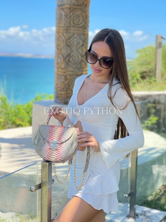 Сумка из питона нежно-розовая с золотым напылением BG-485