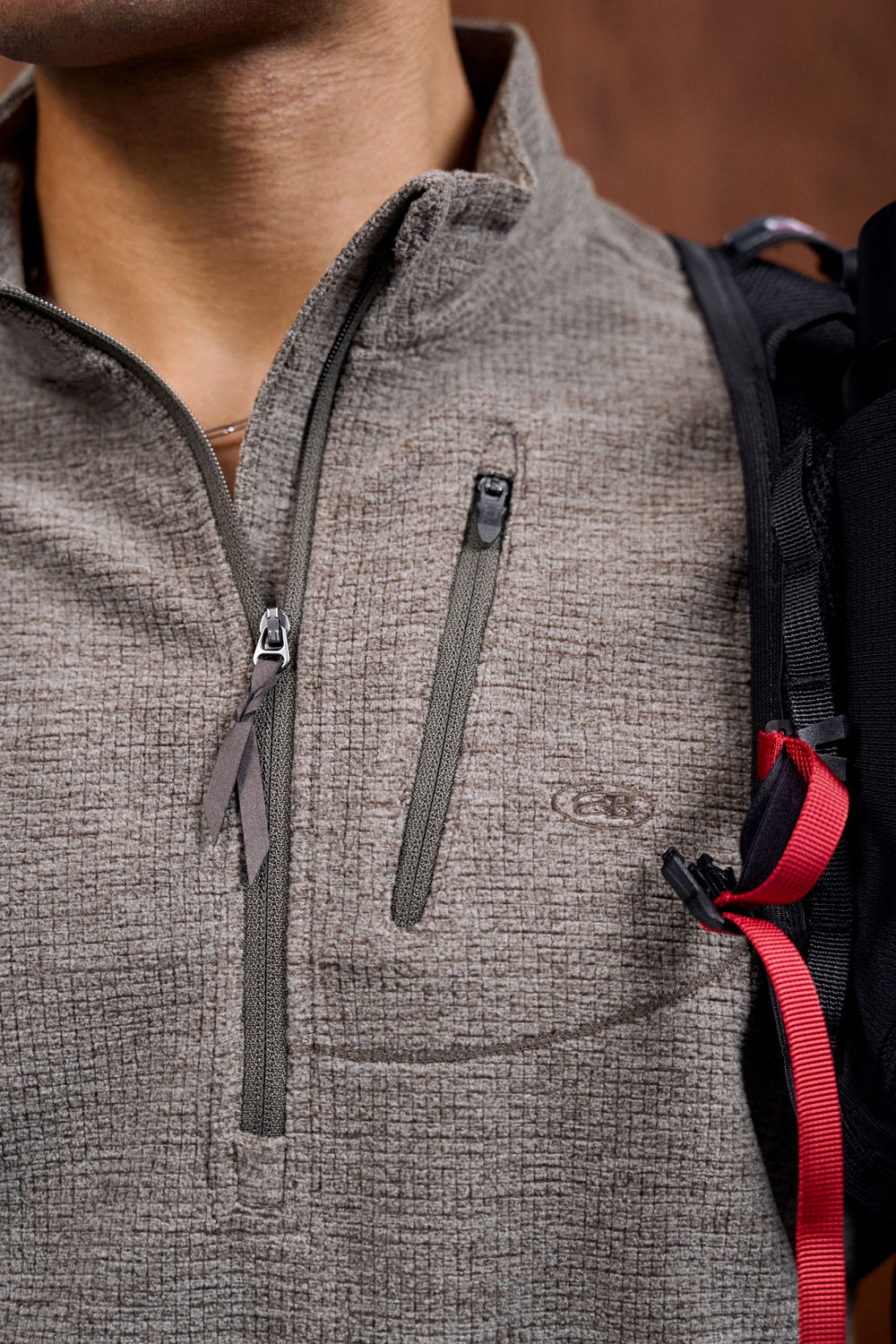 Свитшот Nothomme Blue Monte Stand-Up Collar Checkered Fleece  Semi-Zipped Sweatshirt "Winter Green"