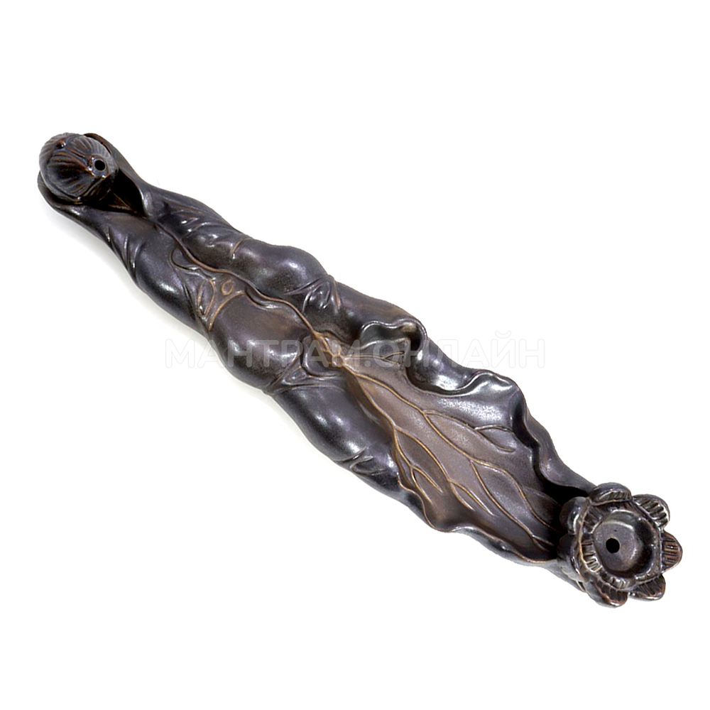 Подставка под благовония Лист керамика цвет коричневый в серебре 27 см