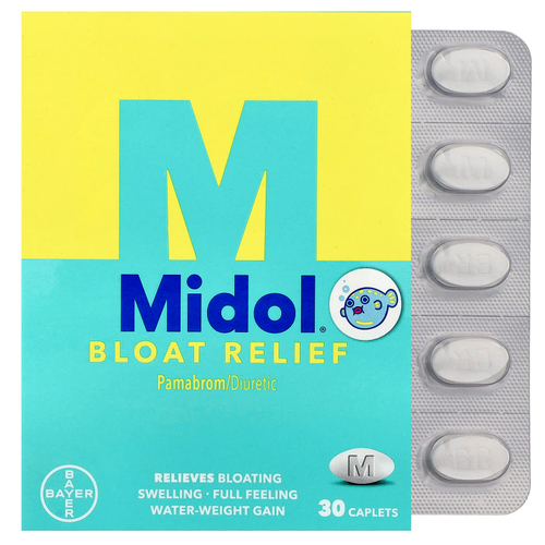 Midol, средство для снятия вздутия живота, 30 капсул