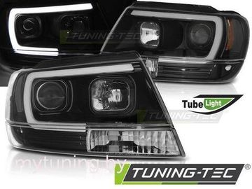 Передние фары Tube Light для Jeep Grand Cherokee WJ (99-05) Black