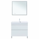 Тумба с раковиной Aquanet Нота New 90 344147+284114 белая глянцевая