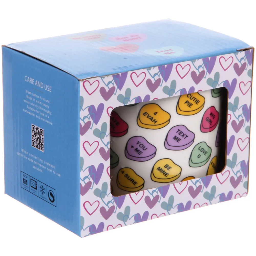 Кружка керамическая 350мл «Яркие сердечки» в подарочной коробке