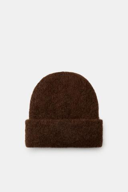 ZARA ШАПКА БИНИ С ОТВОРОТОМ, КОРИЧНЕВЫЙ