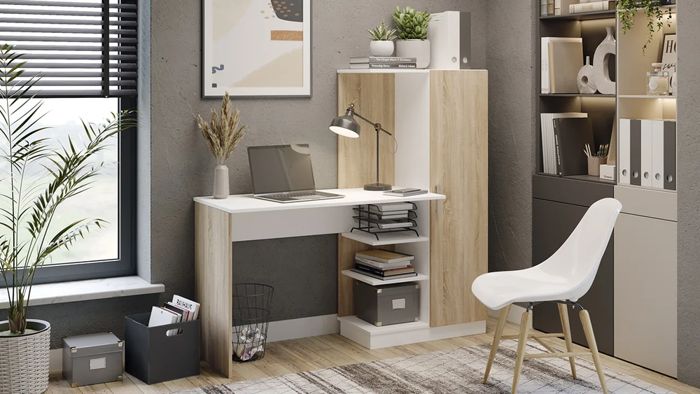 Компьютерный стол Бейсик дуб сонома/белый