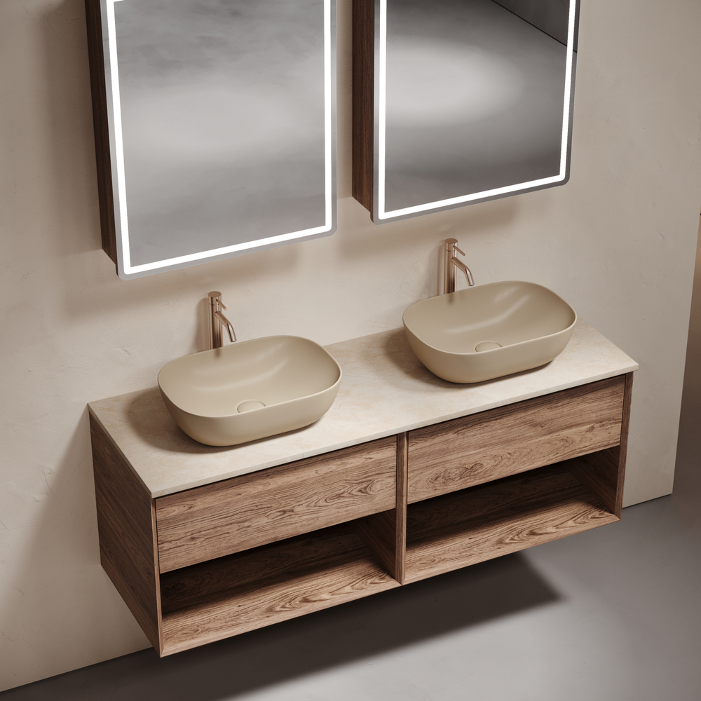 Sancos Столешница для ванной комнаты из керамогранита SANCOS Kreman 1400х460 c отверстием под смеситель, арт.TT140A2X