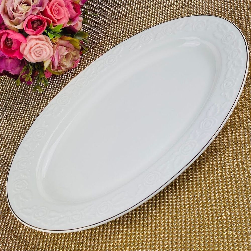 Lenardi 109-158 Овальное блюдо 30,5см БЕЛАЯ РОЗА в под.уп.(х8)Фарфор