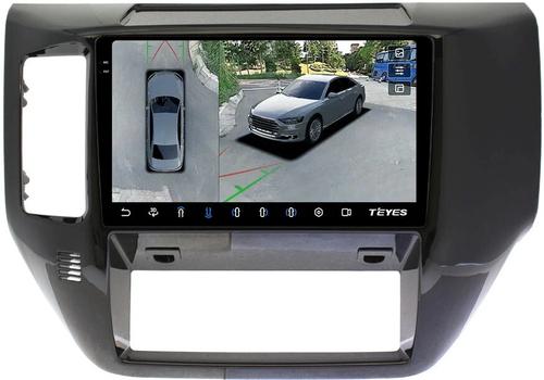 Магнитола для Nissan Patrol Y61 2004-2010 (рамка черная глянцевая) - Teyes CC3-2K-360 монитор 9.5" 2K QLED на Android 10, Быстрая, CarPlay, 4G SIM-слот, 4 камеры в комплекте